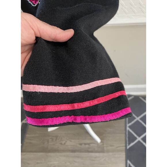 Michael Simon Womens Size 2XL Black Pink Cardigan Sweater Lipstick & Purse - Picture 3 of 15